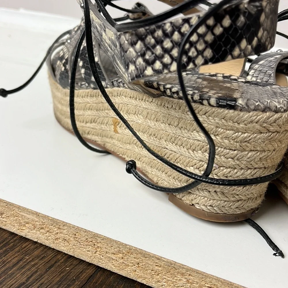 MICHAEL Michael Kors snakeskin printed leather gladiator espadrilles